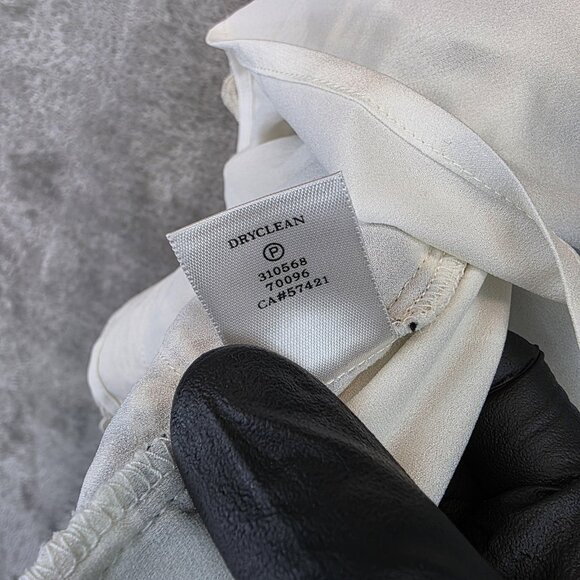 Ann Taylor Blouse Womens 10P Petite Cream Black Lace Floral Scallop Hem New - Picture 8 of 9